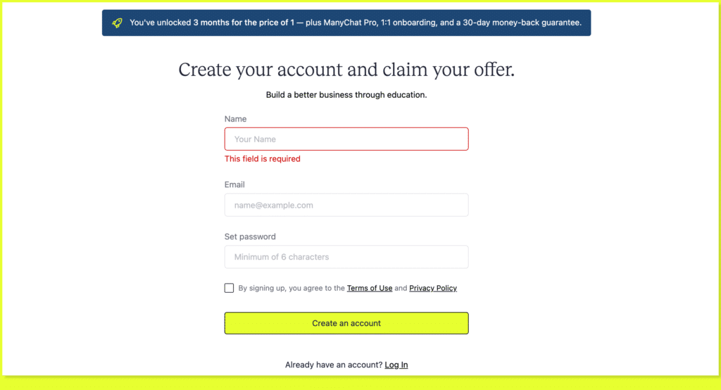 create an account on teachable